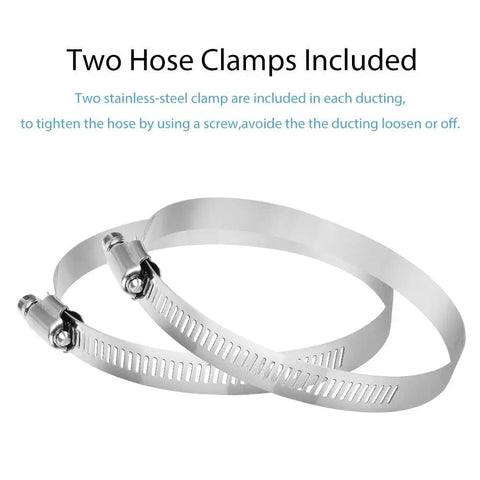 Two clamps for 4 Inch 5 Feet Flexible Aluminum Dryer Vent Hose Duct For HVAC Ventilation Exhaust Grow Tent Fan Filter Setup