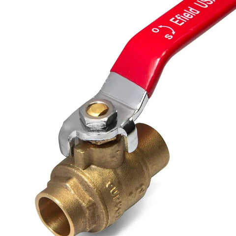 Pack Of Ten Full Port Sweat Brass Ball Valve Half Inch Lead Free Forged Brass 600 WOG For Water Oil And Gas One Quarter Turn