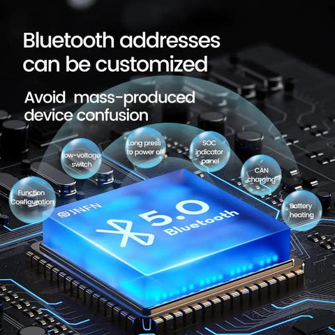 Bluetooth 5.0 module with customizable addresses for Rock Solid Smart BMS For 21S To 30S Battery Packs.