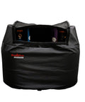 Front view of Dual 20Lb Propane Tank Cover For RV Trailer And Camper, Waterproof Heavy Duty Vinyl With 300D Lining, installed.