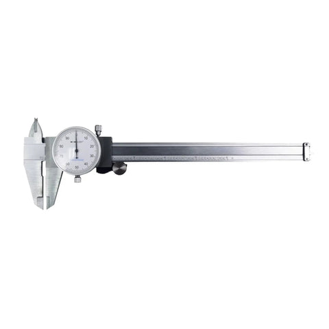 Pro Grade 0-6 Inch Stainless Steel Dial Caliper With Four Way Imperial Measurements, Shock Proof, Accurate To 0.001 Inch, 0.0005 Inch Resolution, Knurled Thumb Roller And Locking Screw