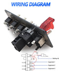 12V Racing Car Ignition Switch Panel 5 In 1 With Engine Start Button wiring diagram and components in carbon fiber look