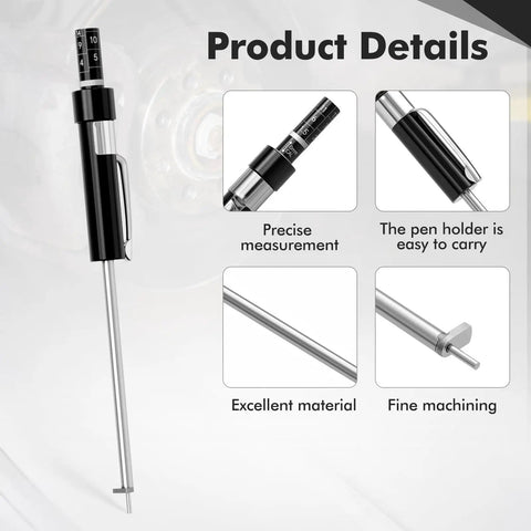 Stainless Steel Brake Pad Thickness Gauge Pen Style Brake Measure Tool No Hassle Wear Check For Garage Crews And Home Mechanics Quick Calibrated Scale with precise measurement scale.