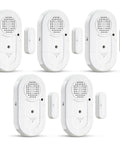 Door Window Alarms 5 Pack 125dB With Volume Control Wireless Sensors displayed in set