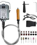 Hella Reliable 1000W Flex Shaft Rotary Tool With Easy Grip Foot Pedal And Stepless Variable Speed Up To 30000 RPM parts set with various attachments.