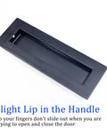 Matte Black Flush Sliding Closet Door Handles Set Of 2, 5.91 Inch Length, Stainless Steel Recessed Finger Pull with Slight Lip