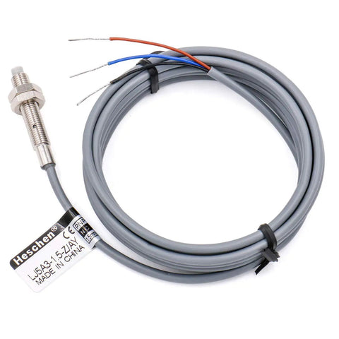 Inductive Proximity Sensor Switch M5 1.5mm Sensing Distance, 10 To 30 V DC, PNP Normally Closed, 3 Wire, Gray Metal Body