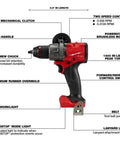 Rugged 18V Brushless Cordless Drill Driver with 1/2 Inch Metal Chuck Featuring Auto Stop and Compact Side Handle, 6.9 in long