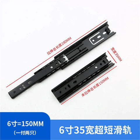 Wide Drawer Slide Rails 4 Inch Short Ball Bearing Guides Folding Ball Rail System 2 Pack For Small Cabinets 35 Width 6 Inch Slick Glide Cabinet Drawer Slides For Desk Kitchen