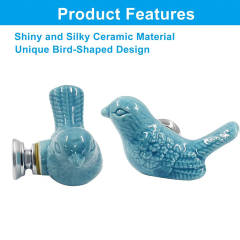 Upgrade Your Cabinetry With These Dope Blue Ceramic Bird Knobs And Pulls Comes With Mounting Hardware For A Quick DIY Home Refresh You Definitely Gonna Want To Add This Slick Vibe To Your Space. Blue ceramic bird-shaped knobs with shiny finish.