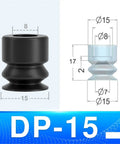 Industrial Grade Vacuum Suction Cup Nozzle With Antistatic Silica Gel For Heavy Duty Lifting And Handling. DP-15 size with precise measurements.