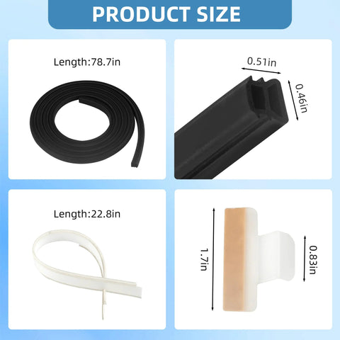 APPLIANCEMATES dishwasher door seal kit: black gasket coil, black U-channel, white strip, beige splash shield.