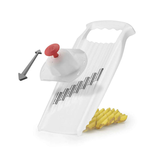 Börner Wave-Waffle XXL PowerLine crinkle-cut vegetable slicer, white with red knob and stainless blades