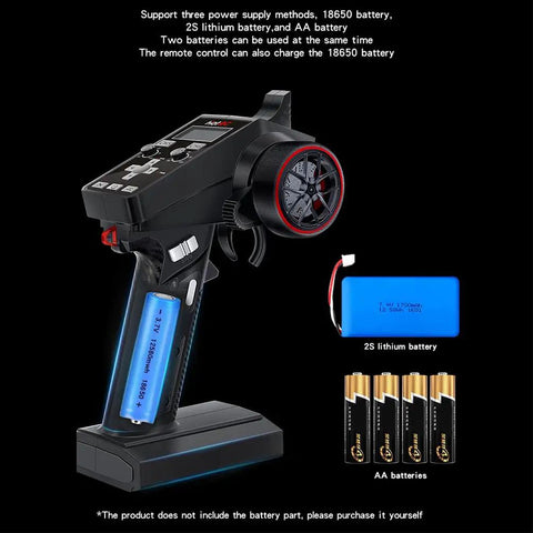 CT6A 6 Channel 2.4GHz RC Transmitter And Receiver Kit with batteries for cars, boats, tanks; LED screen; locking upgrade visible