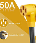 25 Foot Plug And Play Electric Vehicle Charger Adapter Nema 10 30p To Four Prong 14 50r Female Power Extender Cord close-up showing NEMA 14-50R plug.