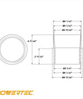 Technical diagram of a Left Hand Thread Quick Connect Coupler for 4 Inch Dust Collection Hose, showing dimensions and design.