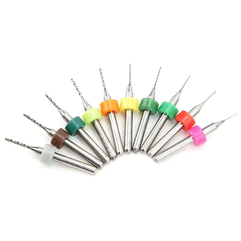 10Pcs Micro Twist Drill Bit Set For Pro Grade Gas Orifices And Mini Vises Tungsten Steel Cobalt Spiral Bits arranged in a fan