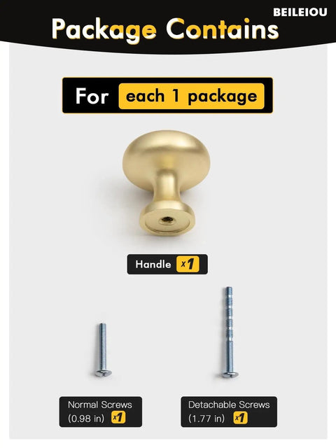2 Pack Brushed Gold Cabinet Knobs Set Vintage Retro Drawer Pulls For Kitchen Cabinets Cupboard Bathroom Dresser Zinc Alloy Hardware Handles Durable Easy Install Old School Charm; includes knob and screws.