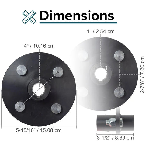 Badass Rear Wheel Hub With One Inch Bore And Quarter Keyway For Go Kart Atv Quad Trike Steel construction with dimensions detailed.