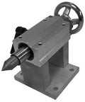 Precision Cnc Rotary Axis Tailstock With Adjustable Moving Center For Wood Routing Fast Fifty Millimeter Stroke mounted on base.