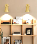 Gold Wall Sconces Set Of Two, 180 Degree Adjustable Mid Century Modern Sconce Lighting for gallery walls above shelf