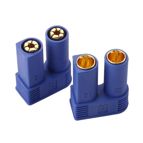 Close-up of EC5 Battery Connector Set 10 Pairs With 5.0mm Gold Plated Bullet Connectors Male And Female Shells showing gold contacts