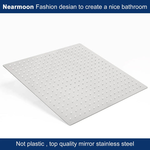 Rain Shower Head With Arm And Square Ceiling Mount, 16 Inch Stainless Steel Chrome Finish, Full Body Coverage Rainfall Showerhead, Delivers High Pressure Even With Low Water Pressure, Water Saving Waterfall Experience