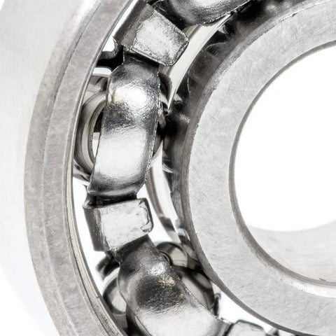 Heavy Duty 100 Pack 608 Open Deep Groove Radial Ball Bearing showing metal design, dimensions 8Mm X 22Mm X 7Mm for skates and longboards.