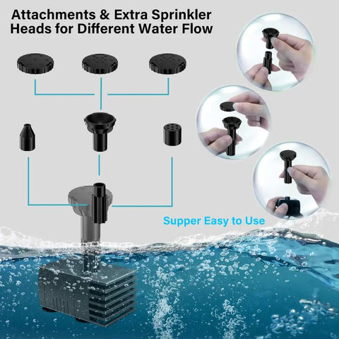 Cool Upgraded Solar Water Pump Kit With Stake For Bird Bath Garden Backyard Pool And Fish Tank solar fountain pump with nozzles.