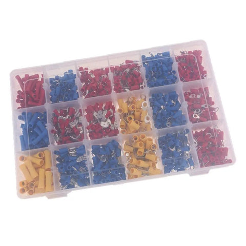 Check Out This Awesome 1200 Piece Quick Connect Terminal Kit With Durable Copper And Tinned Plating For Easy Electrical Rezzos And Solid Wire Fixes That Actually Hold Up Under Pressure., 1200-piece terminal kit in plastic box with red, blue, and yellow crimp connectors