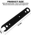 Heavy Duty Table Saw Wrench Built With Kickass Durability For Swift Blade Changes And Snug Hardware Securing Featuring Low Profile Side Mount Holder And Rust Proof Matte Coating showing size dimensions 11.40 x 1.75 inches.