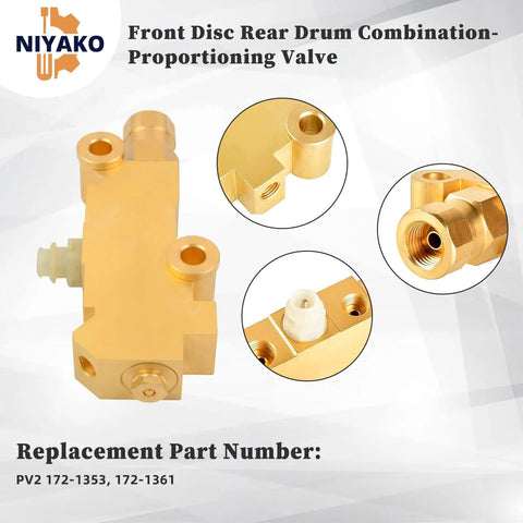 Solid Brass Disc Drum Proportioning Valve PV2 172-1353 with precision fittings for brake balance in GM Chevy street rods.