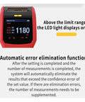 Top Tier Portable Digital Hardness Tester For Steel And Metal Featuring Vickers And Rockwell Scales 640 By 480 Pixel Display showing measurement error function.