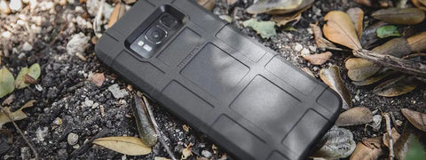 Rock Solid Shielding For Samsung Galaxy S8 Slim Rugged Case With Slick Grip And Raised Screen Lip on textured surface.