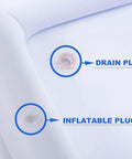 Close-up of drain and inflatable plug on Inflatable Serving Bar Set With Three Pack Ice Bar For Buffet Keeps Food And Drinks Cold For Hours And Includes Drain Plug Party Ready Cooler For BBQ Picnic Pool Party And Outdoor Events