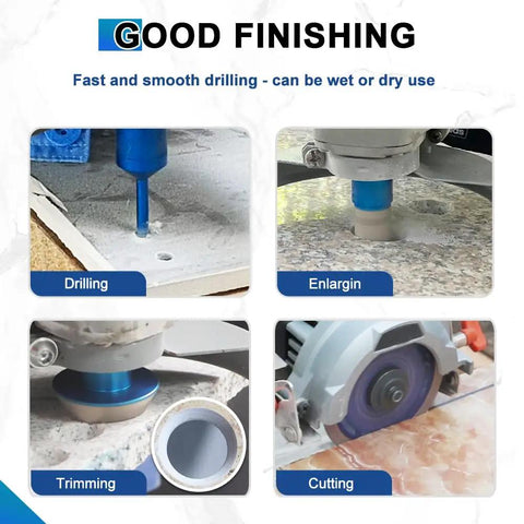 Pro Grade Heavy Duty Diamond Core Drill Bit Set For Porcelain Tile Ceramic Marble Granite With Tile Hole Saw Kit in use