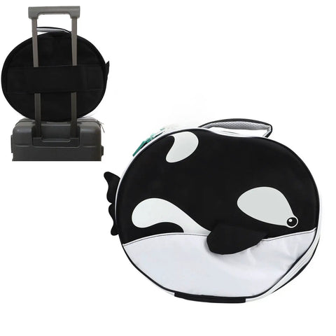 Dive Gear Regulator Bag With Foam Padding, Marine Animal Design Organizer Case on luggage, showcasing travel strap and design