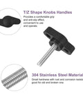 Rock Solid 6 Pack M4 X 20mm Tee Wing Knobs Stainless Steel Thumb Screws with T/Z shape handles for secure grip.