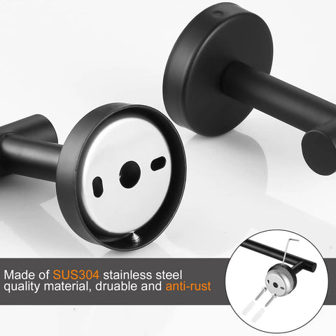 Matte Black Stainless Steel 10 Piece Bathroom Hardware Set With 2 16 Inch Towel Bars 4 Towel Hooks 2 Toilet Paper Holders
