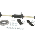 28 Inch Rear Axle Kit With Hand Brake Caliper For Go Karts And ATVs Includes 3 Stud Hubs And 25 Inch Spacing Sprocket Cover And Brake Disc