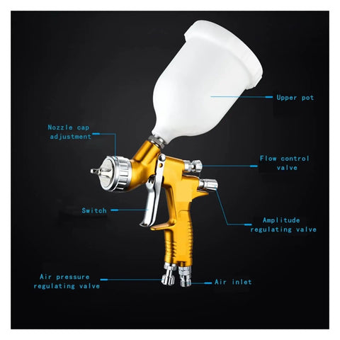 Hit The Road With This Lightweight Cordless Paint Sprayer Featuring A 1.3 Millimeter Nozzle And Ergonomic Handle For Slick Auto Touch Ups Quick Flush Design Works Perfect showing nozzle cap, flow control, and ergonomic handle.