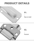 Beefy Heavy Duty Stainless Steel Hinges For Outdoor Use, Marine Grade And Weatherproof, Easy Install, Big Load Support For Truck Bins, Vehicle Gates, Dump Trailers, Ready For Harsh Environments close-up, silver hinge