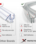 Shower Door Bottom Seal Self Adhesive Silicone Strip For All Door Thicknesses Creates A Tight Water Barrier comparison