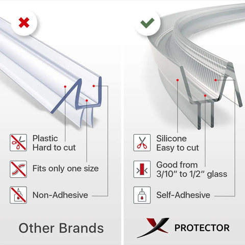 Shower Door Bottom Seal Self Adhesive Silicone Strip For All Door Thicknesses Creates A Tight Water Barrier comparison