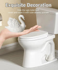 Upgrade Your Bathroom Game With Super Slick Ceramic Toilet Bolt Caps Featuring A Chic White Swan Design and Decorative Screw Covers That Totally Level Up Your Home Aesthetic And Keep Things Looking Fresh - Hand holding ceramic swan for toilet bolt cover.