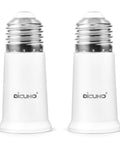 White E26 Socket Extender With 1.97 Inch Extension For Standard Medium Base Lamps, Bulb Socket Adapter, 2 Pack