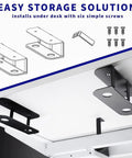 Toss Desk Clutter Aside With This Heavy Duty Under Desk Laptop Holder And Adjustable Keyboard Tray Rack installation guide with screws.