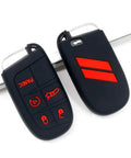 Dodge Key Fob Cover 5 Button Case for Charger Challenger Dart Durango Journey Shield Protective Shell With Custom Double Stripe Design