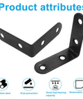 Heavy Duty 10 Pack L Brackets For Furniture Assembly Right Angle Corner Supports 2X2 Inch Black Coated Steel with holes.