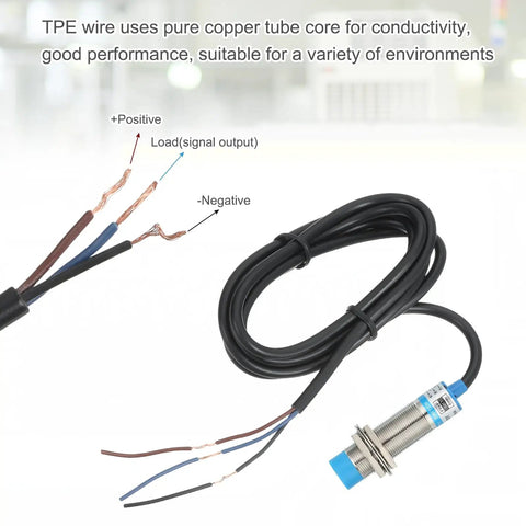 2 Pack Inductive Proximity Sensor PNP NO M12 DC 6-36V 300mA 4mm Sensing Distance 3 Wire For Industrial Automation LJ12A3-4-Z/BY